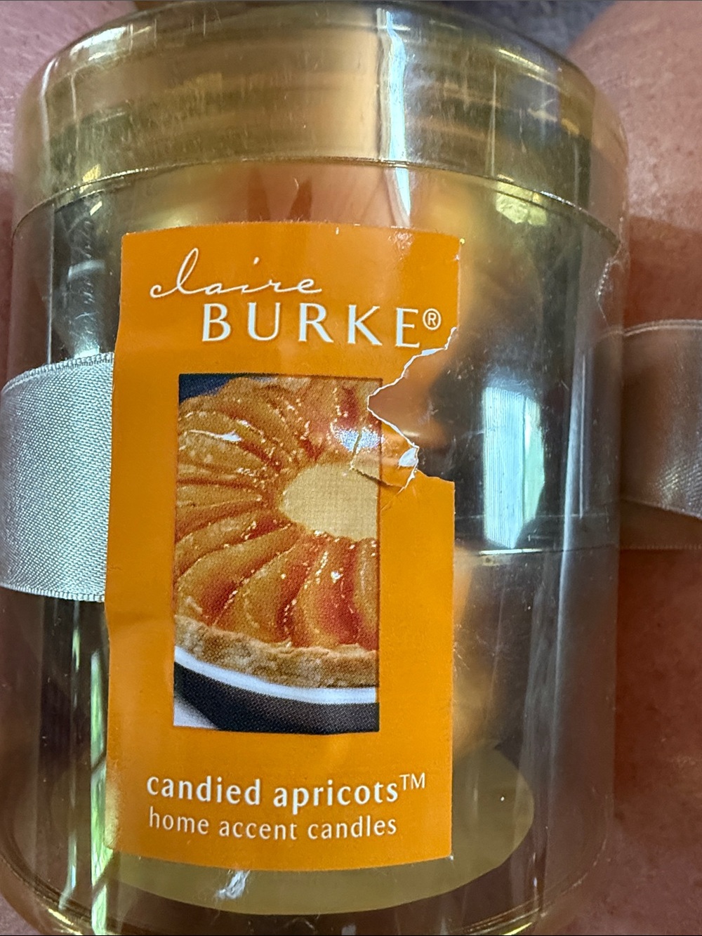 Claire Burke Candied Apricots Scented Accent Candle - Amber Gold. RARE
